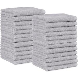 Amazon Basics Highly Absorbent Fast Drying 100% Cotton Washcloths for Bathroom and Face, Machine Washable, 12 x 12 in, Gray, 24-Pack
