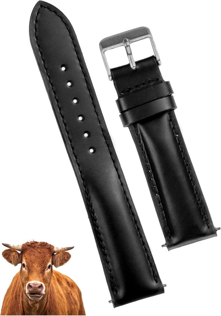Vintage Leather Watch Band Quick Release Leather Strap For Men Women Handmade Extra Soft Watch Wrist Band Elegant Replacement Stainless Steel Strap 20mm
