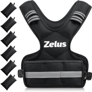 ZELUS Weighted Vest for Men and Women | 4-10lb/11-20lb/20-32lb Vest with 6 Ironsand Weights for Home Workouts | Adjustable Body Weight Vest Exercise Set for Cardio and Strength Training (Black)