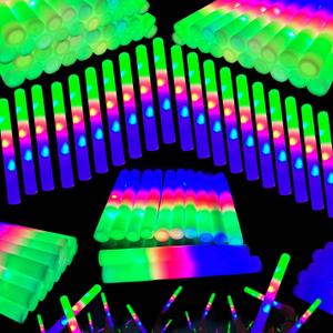 130-Pack Premium LED Foam Glow Sticks Bulk  Wedding Glow Sticks for Reception, Foam Lights Up Sticks, Party Supplies for Adults, Glow Party Favors, Lighted Foam Rods, DJ Club Event Glow Stick.