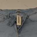 luvamia Jean Shorts for Women Low Waisted Trendy Stretchy Crossover Waist Denim Shorts Raw Hem Casual Summer Pockets (Medium, Blue Breeze)