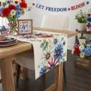 3 x 4th of July Decorations - Patriotic USA Stars Floral Table Runner | Fourth of July Accessories for Memorial Day - 250th Anniversary Decor Party Favors Supplies Indoor Outdoor Home