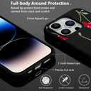 JOYLAND Fresh Cherry Pattern Phone Case for iPhone 16 Pro,Kawaii Fruit Printed Black Liquid Silicone Case Soft Shockproof Protection Shell with Soft Microfiber Lining for Girls Women