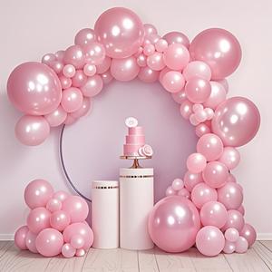 140 Pcs Pink Balloons Different Sizes, 18 12 10 5 inch Pink Balloon Garland Kit, Balloon Arch Kit for Birthday Wedding Graduation Baby Shower Anniversary Party Decorations