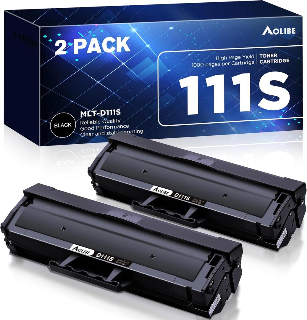 MLT-D111S Toner Cartridge High Yield Compatible for Samsung 111S MLT111S D111S Work with Samsung Xpress M2020W M2070FW M2070W M2020 M2024W Printer (2 Black)