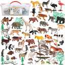 100Piece Set of Animals Figures & Accessories in Storage Container, Medium, Small