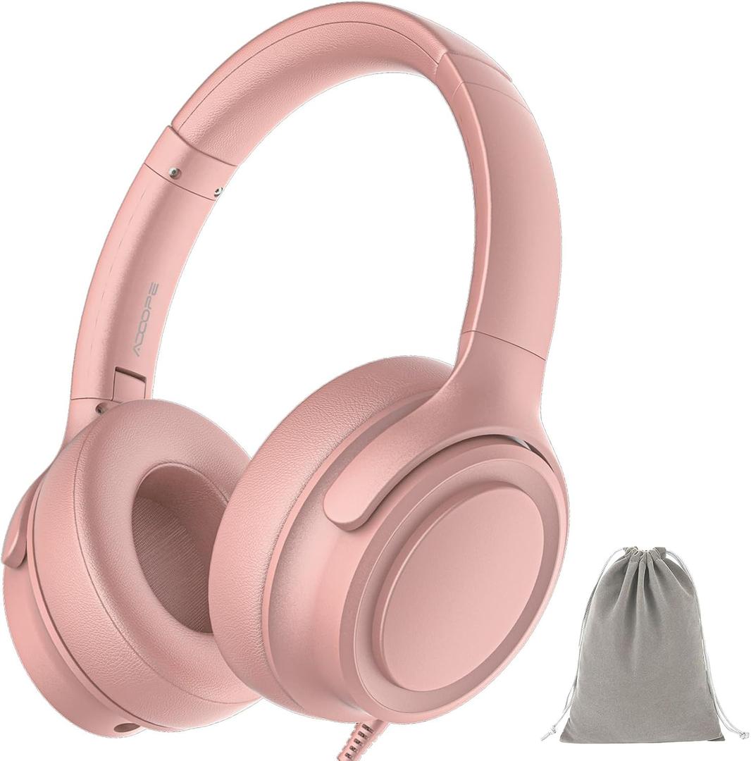 ADOOPE Wired Over-Ear Headphones with USB C Connector, Hi-Fi Stereo Sound, Noise-Isolating Ear Cups, Comfortable Fit for USB C Devices (with Bag, Gold)