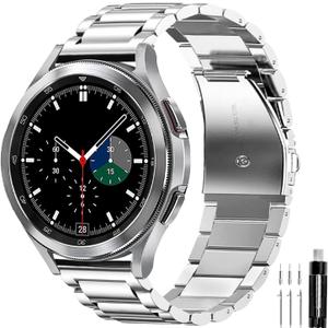 GOLDTOLUCK Stainless Steel Band Compatible with Samsung Galaxy Watch 8 7 6 5 4 Classic FE Pro 40mm 44mm 46mm 43mm 47mm 45mm 42mm 20mm Men Women Milanese Replacement Metal Elegant Casual, Silver