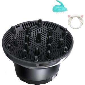 Hair Diffuser Attachment for Blow Dryers - Universal Fit for Fine, Thick, Curly, Wavy or Frizzy Hair - Professional Salon Tool (1.4-2.6 inch) (Black)