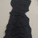 MOEENCN Women's Sexy Bodycon Midi Dress Birthday Outfits Sheer Mesh High Neck Ruched Date Night Club Party Dresses (XL, Black)