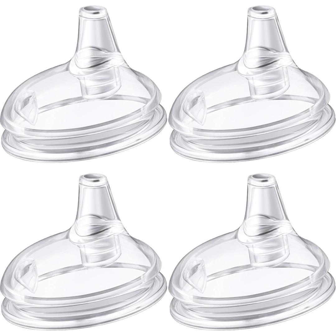 Nuanchu 4 Pieces Sippy Spout Nipples Compatible with Comotomo Baby Bottles, Duckbill Cross Silicone Replacement Nipples Sippy Cup Variable Flow Conversion