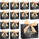 Wesiti 80 Packs Small Thank You Gift Bags,Coquette Bowknot Party Favor,Bow Ribbon Boxes for Wedding Bridal,4.5 x 1.8 x 3.9 in (Black Foil)