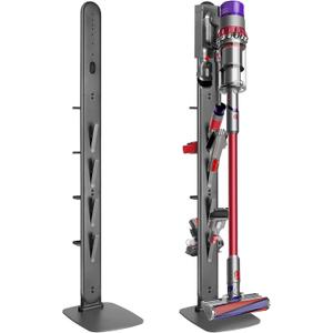 Haturi Premium Vacuum Stand for Dyson Gen5 V15 V12 V11 V10 V8 V7 V6, Metal Attachment Holder with 4 Hooks & 4 Shelves, Hidden Cord Design, Space-Saving Storage Organizer for Dyson Cordless Vacuums