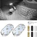 Wevdn 2 PCS Car LED Lights Interior Wireless, Magnetic Car Ambient Lighting with 6 Bright LED Lamp Beads, Portable USB Rechargeable Vehicle Interior Led Night Light for Car (White)