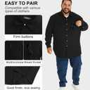 HOdo Big and Tall Mens Cotton Button Down Shirt (Black, XXXL)