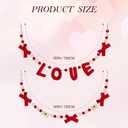 WDS WONDROUS 50 Inch Valentine Felt Garland with Red Love Letters, Pom Pom Hearts Banner for Wedding Party Decor, Romantic Hanging Decoration for Home Anniversary Celebration