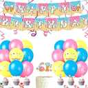 Birthday Party Decorations, Ice Cream Drip Theme Banner, Balloons, Hanging Swirls Cake Toppers,