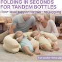 Twins Baby Play Mats for Floor Activity Gym - 5-in-1 Support Cushion Baby Play Mat Tummy Time Mat for Supervised Bonding with Arch, Plush Toys, Flashcards & Developmental Book - Beige