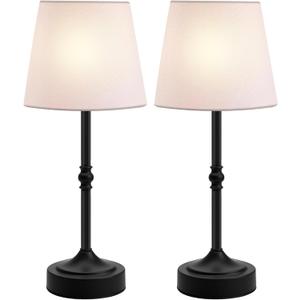 2 Pack Rechargeable Cordless Table Lamp, 5000mAh Battery Operated Lamps, Wireless 3-Level Dimmable Touch Lamp, Portable Night Bedside Brass Lamp, Desk Light for Patio Restaurant Dinnin (Black)