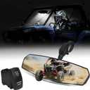 UTV Rear View Mirror, Esploratori Brightness Maverick X3 Center Mirror with Light & Wiring Control Switch for 1.5"-2" Roll Cage Compatible With Polaris RZR Can Am Kawasaki Teryx Mule