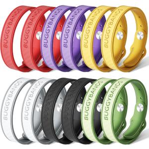 Mosquito Repellent Bracelets,12 Pack Silicone Mosquito Repellent Bands with DEET Free, Natural & Waterproof Bug Wristbands for Kids and Adults, Outdoor Traveling Protection