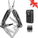 Fathers Day Gifts for Men Dad Him, WETOLS 21-in-1 Multitools with Pocket Knife, Stainless Steel Self-locking Pliers with 8 Screwdriver Bits, Multi Tool Survival Gear, EDC Knife with Pouch for Outdoor (titanium Grey)