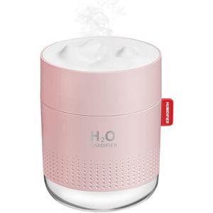 Portable Mini Cool Mist Humidifier, 500ml USB Personal Desktop Humidifier for Baby Bedroom, Travel, Office, Home - Auto Shut-Off, 2 Mist Modes, Super Quiet (Pink)