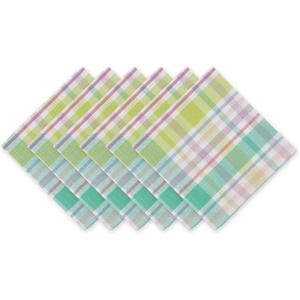 DII Cotton Plaid Napkin Set Machine Washable, 20x20, Spring Time, 6 Count