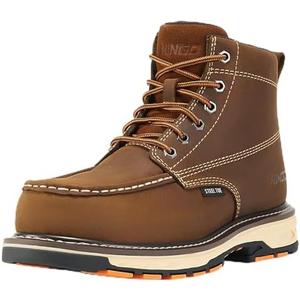 Steel Toe Work Boots for Men, Non Slip Mens Safety Moc Toe Work Shoes | Water Resistant Crazy Horse Leather, Puncture Proof Construction Boots with EH Protection, for Hunting, Welding size 12