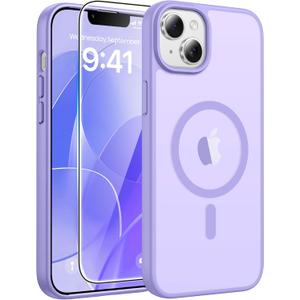 FNTCASE for iPhone 15 Plus Case: for iPhone 14 Plus Case Translucent Matte Military Grade Protective Phone Cover - Slim Anti-Slip Durable Shockproof Drop Protection Cases - Light Purple