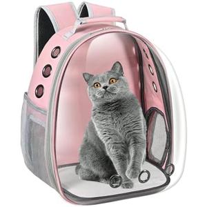 Cat Carrier Backpack, Pet Carrier Backpack Front Pack for Small Medium Cat Puppy Dog Carrier Backpack Bag Space Capsule, Airline-Approved Pet Carrier for Travel Hiking Walking Camping (Pink)