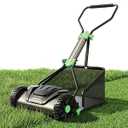 WORKPROX 16-Inch Push Reel Lawn Mower, Adjustable Height 5-Blade Reel Mower with Removable 8-Gallon Grass Catcher for Yards and Gardens, Black