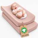 Plush Organic Changing Pad Covers Boy, Girl - GOTS 100% Certified Organic Cotton Changing Table Pad Cover, Baby Nursery Diaper Changing Pad Sheets,Table Contour Pads Liners (Dusty Rose + Dusty Rose)