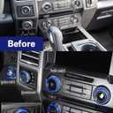 ERIDANUS Auto Accessories Fit for Ford F150 2015+Air Conditioner Switch & 4WD & Headlight Knob Button Trim & One-Button Start Switch (Blue for High Configuration) Aluminum Alloy 7PCS