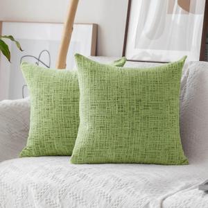 Home Brilliant Pillow Covers 26 x 26 Large Chenille Velvet Decorative European Pillow Cases for Patio Decor, 66x66cm (26inch) Set of 2, Apple Green