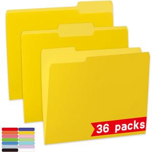 Yellow File Folder,1/3-Cut Tabs,File Folder Letter Size,8.5x11 File Folders for Office,School and Home,Organizer Folder(36 Packs)