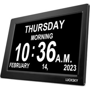 LUCKSKY Digital Clock Large Display 10 Inch - 19 Alarm Clocks and Medical Reminders, 3 Display Modes with Large Font Numbers, 10-Level Dimming Display, Designed for Elderly