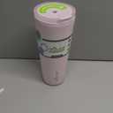 REDUCE Halo 24 oz Stainless Steel Vacuum Insulated Tumbler - Spill Proof Travel Mug with Flip Handle Lid - Keeps Drinks Cold for 32 Hrs - Dishwasher Safe - Cupholder Friendly - Pink Quartz