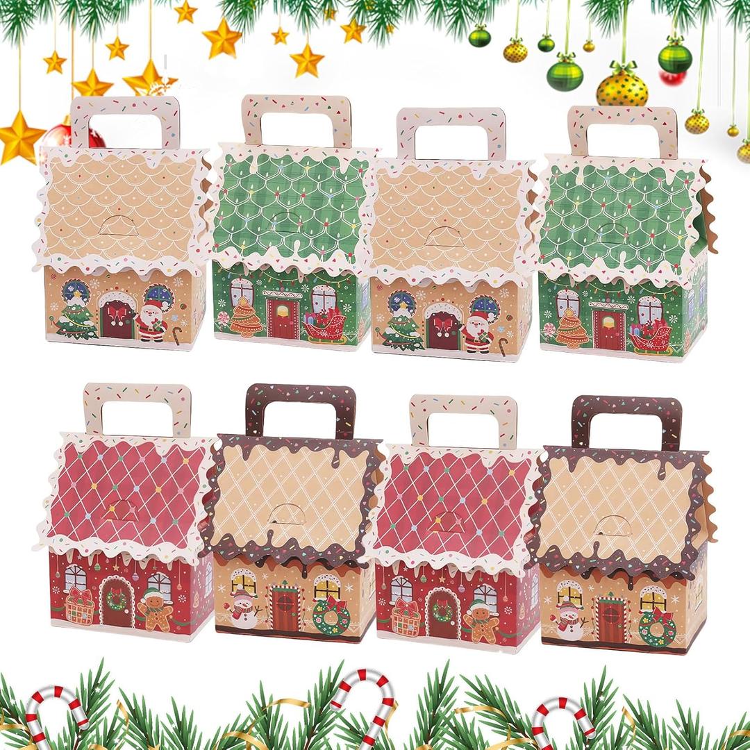 Christmas Cookie Containers - Holiday Goodie Package with Handle | Christmas Wrapping Containers,for Party Gathering Home Office Centerpiece Dessert Favor Cookie Candy