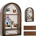 Shadow Box Frame 10x16 Large Shadow Boxes Display Cases with Removable Shelves, Linen Back & Acrylic Door, Memory Box for Medals, Photos, Wedding Bouquet, Keepsakes & Pet Memorials Walnut
