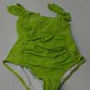 Charmo Womens Ruffle One Piece Bathing Suit Ruched Tummy Control Swimsuit Backless Monokini Swimwear (Medium, Bright Green)