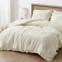 Chezmoi Collection Nora Ivory Ruffle Comforter Set, 3-Pieces Queen