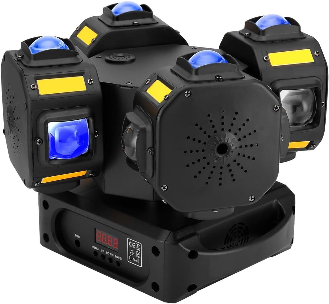 Moving Head DJ Lights 200W LED with 4 Rotating Head,16X10W RGBW 4-in-1 Multiple Effects Changing for Disco Parties Wedding Live Show KTV Club, Controlled by 19CH DMX-512/Sound Activated