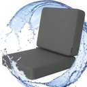 Favoyard Outdoor Deep Seat Cushion Set, 24 x 24 Inch Rainproof & 3-Year Fade Resistant Patio Furniture Cushions, Removable Seat Bottom & Back Cushion covers with Ties for Chair, Sofa, Couch, Dark Grey