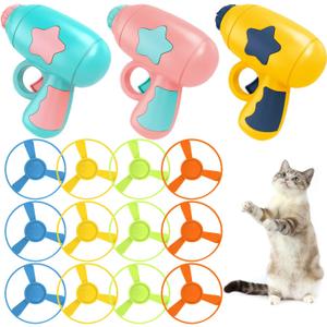 15 Pieces Cat Fetch Toy with Colorful Flying Propellers Set, Cat Playing Tracking Interactive Toys for Kitten Chasing Training Hunting