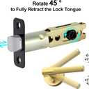 1 Pack Matte Black Door Latch Replacement, 45°Turning Angle Door Lock Replacement Parts, 2-3/8'' or 2-3/4'' Adjustable Backset Deadlatch, Stainless Steel Round Corner Lock Parts