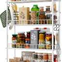 6 Tier Slim Rolling Storage Cart with Wheels, Metal Mobile Shelving Unit Organizer Utility Cart for Office Bathroom Kitchen Laundry Room Narrow Places (White 6 Inches)