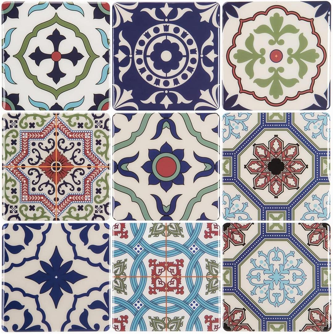 LONGKING Peel and Stick Backsplash Tile Stickers, Pistachio and Blue Tile for Kitchen, Stick on Wall Tiles (10 Sheets)