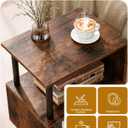Frylr Small Side Table, End Table and Nightstand with 3-Tier Wood Shelves, Sturdy Metal Frame with 44 LBS Capacity per Shelf, Easy to Assemble for Living Room or Bedroom,Rustic Brown