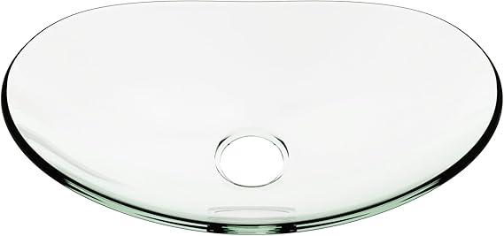YIMAI Glass Vessel Sink, Above Counter Oval Bathroom Vanity Sink, 18.5" x 11.8" Clear Tempered Glass for Modern Bathrooms, Vanity, Powder Room, Guest Bathroom